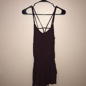 XXS strappy back plum romper by AEO